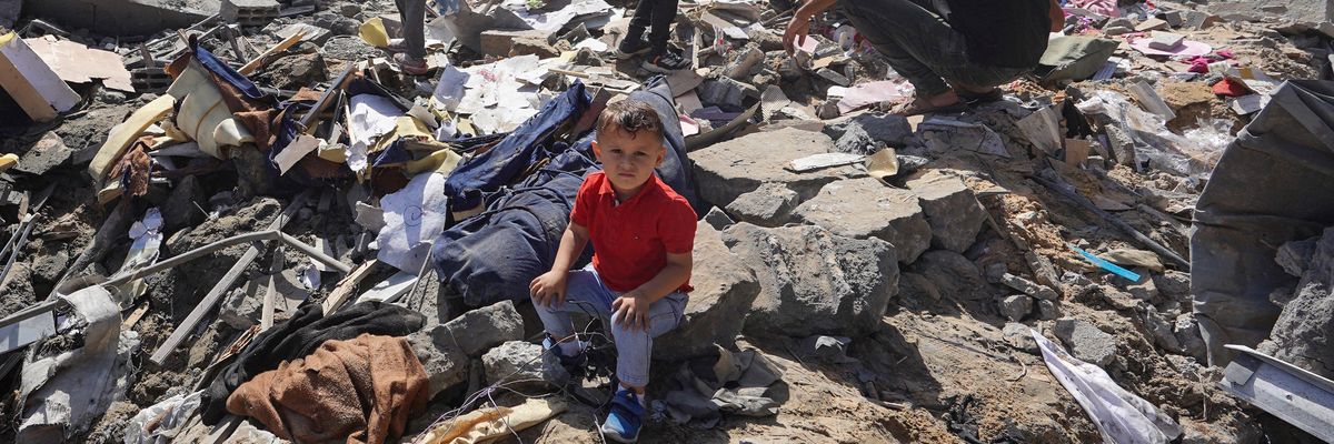A Palestinian boy in central Gaza