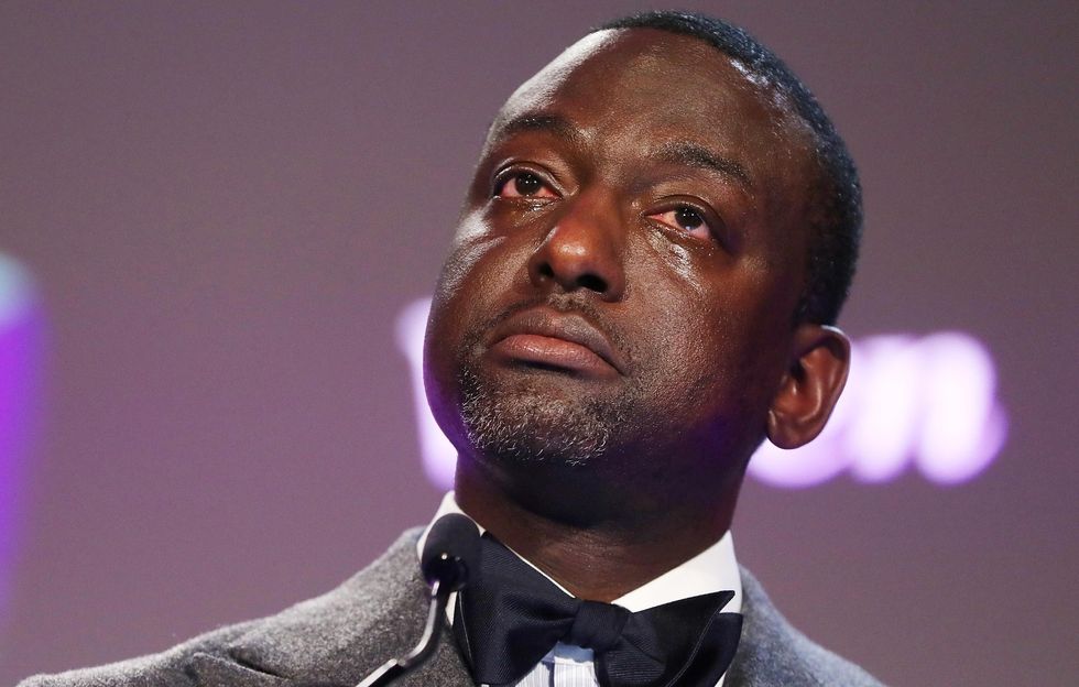 A tearful Yusef Salaam speaks after being honored at an ACLU event in 2019