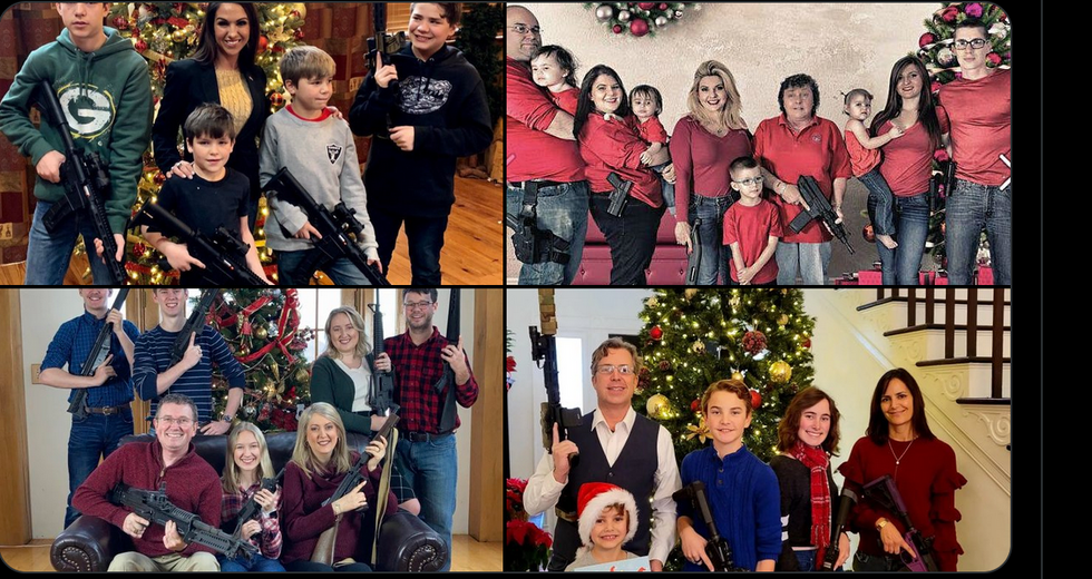 Christmas cards sent out by gun-fetishist GOP lawmakers and their families.