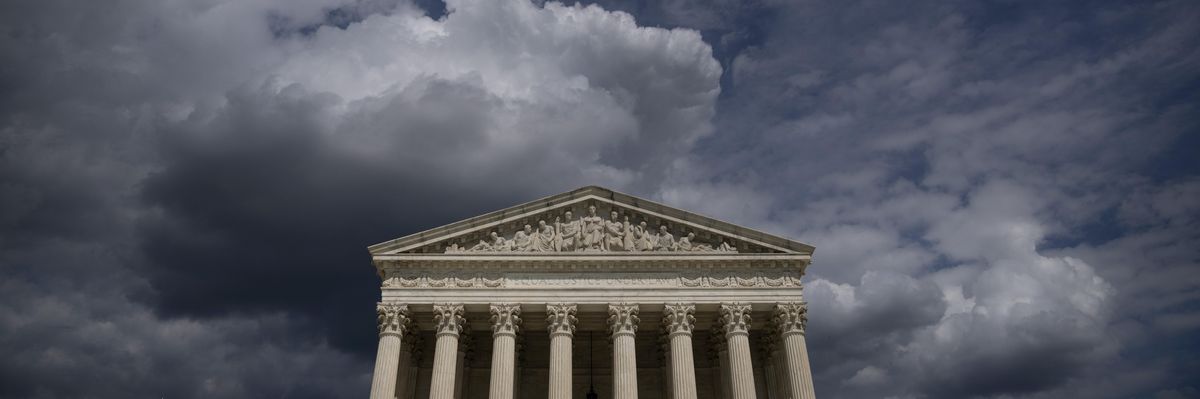 Clouds are seen above the U.S. Supreme Court building on May 17, 2021