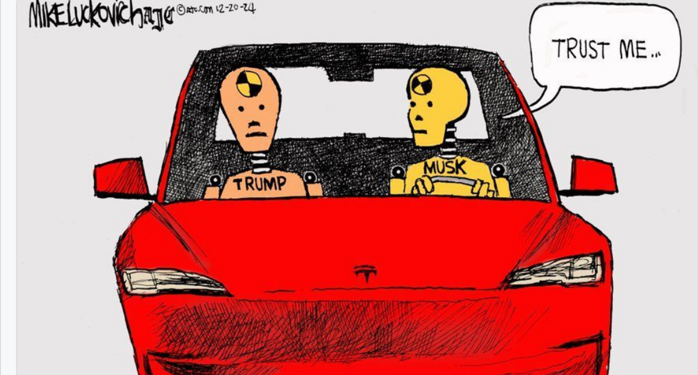 Crash dummies in Musk's Tesla