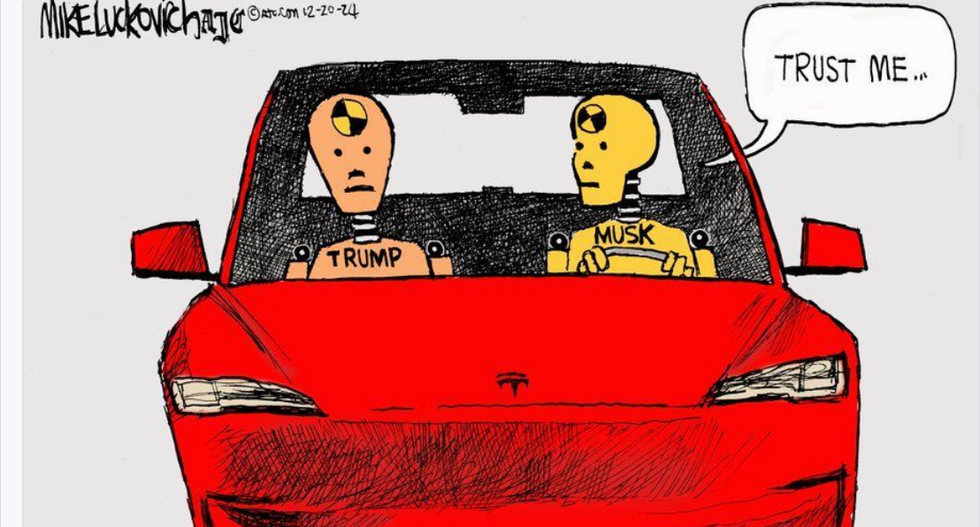 Crash dummies in Musk's Tesla