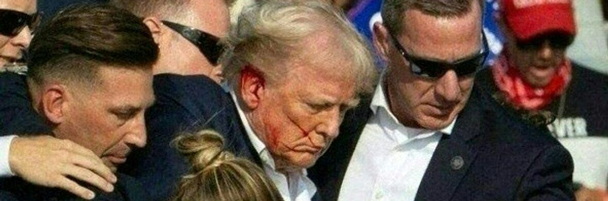 Donald Trump just after being shot