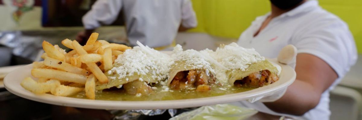 Enchiladas on a plate in Mexico