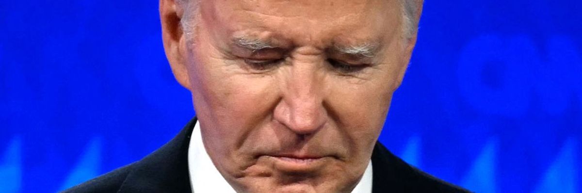 Joe Biden looks down during debate with Trump