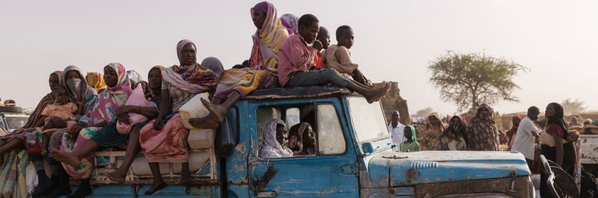 Newly arrived refugees from Darfur in Sudan