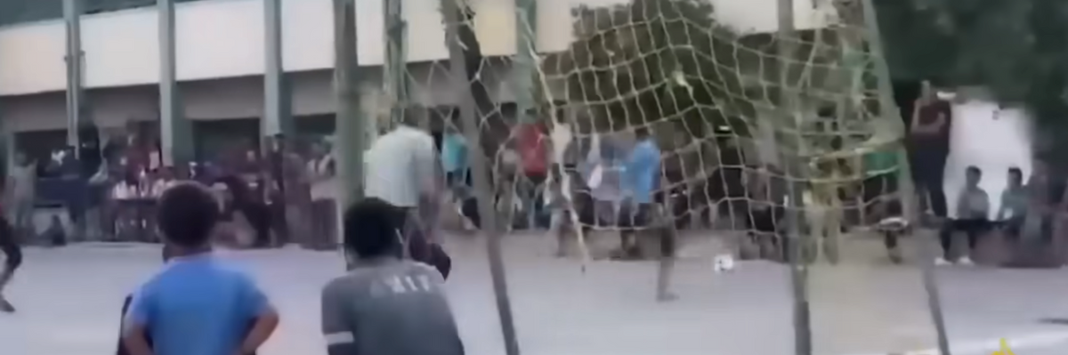 Seen of pickup football game in Gaza moments before Israel bombing