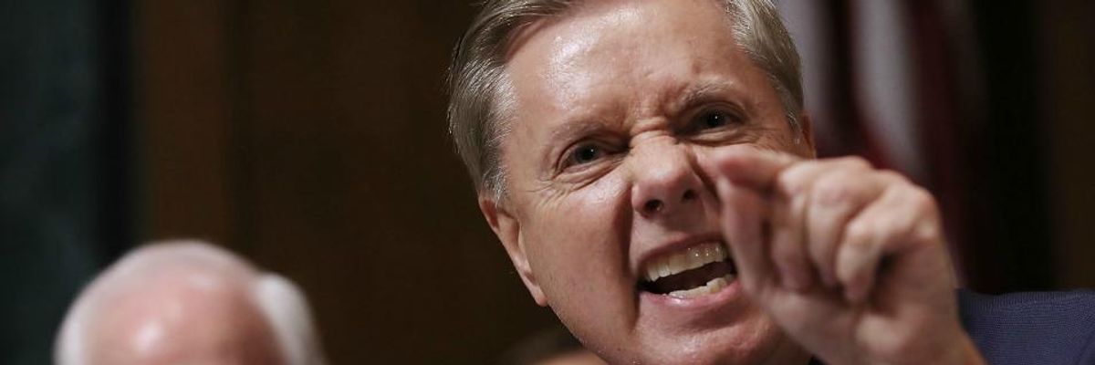 He Wouldn't Say a Word to Christine Blasey Ford But Unhinged Lindsey Graham Breaks Silence, Has 'Full-Blown Temper Tantrum' to Defend Kavanaugh