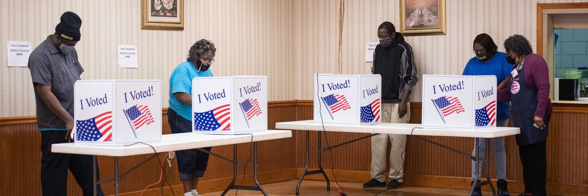 Voters make their selections at Mt. Zion AME Church