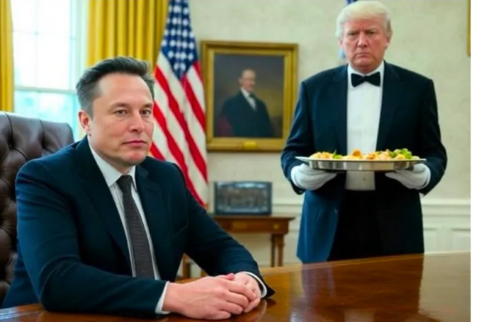 White House staff bring dinner to President Musk